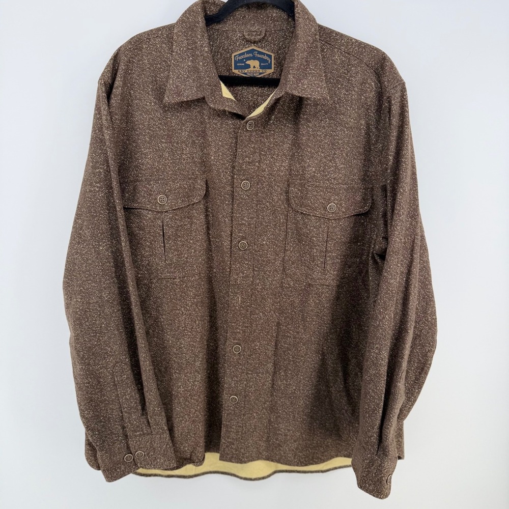 Freedom Foundry Dry Goods Co Shirt Mens XL Brown Speckled Flannel Workwear
